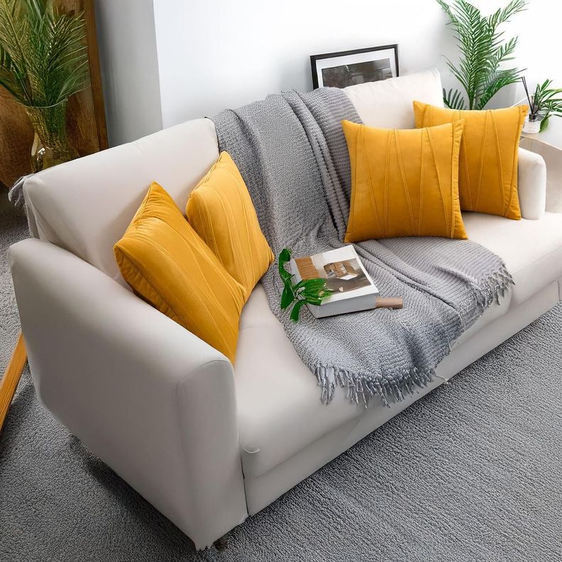 Fundas De Cojin Decorativa 45x45 Lineas Mostaza PACK 4 U-0