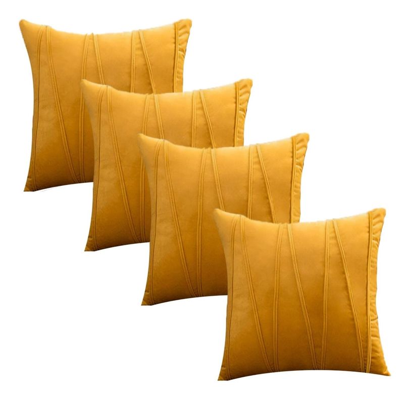 Fundas De Cojin Decorativa 45x45 Lineas Mostaza PACK 4 U-1