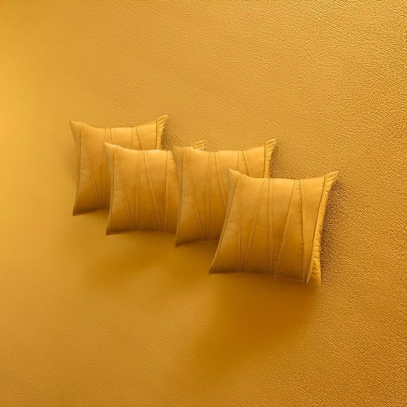 Fundas De Cojin Decorativa 45x45 Lineas Mostaza PACK 4 U-3