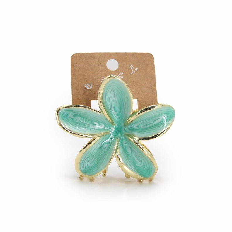 Pinche Traba Para Cabello Flor Hawaiana Metalica Lisa