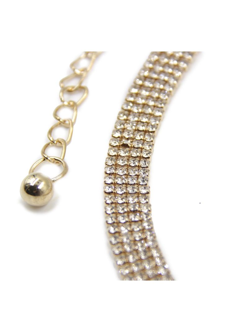 Cinturón de cadena con strass Accesoría Plateado-1