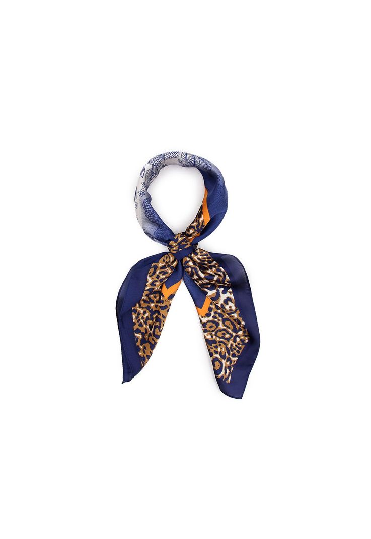 Pañuelo seda corto borde animal print Accesoria-0