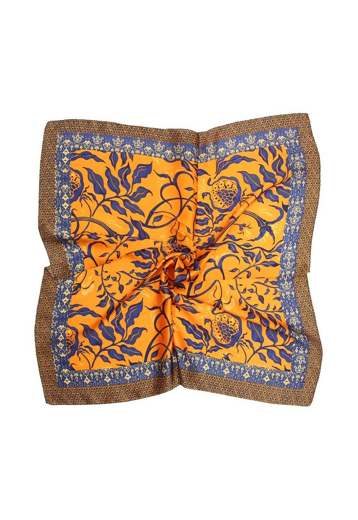 Pañuelo seda 70x70cm floreado borde Accesoría -1