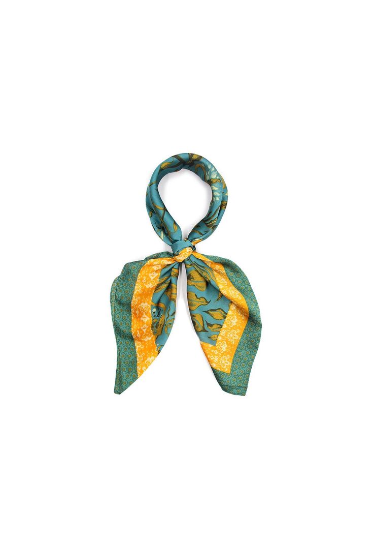 Pañuelo seda 70x70cm floreado borde Accesoría -9