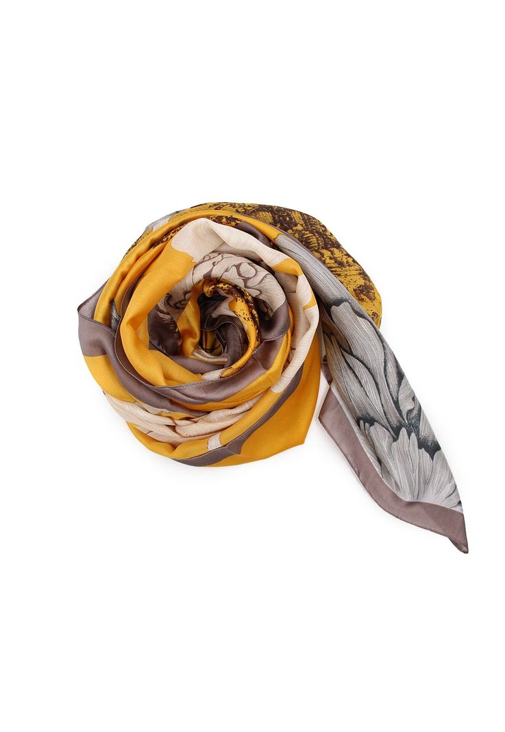 Pañuelo seda largo flores otoñales Accesoria Naranja-1