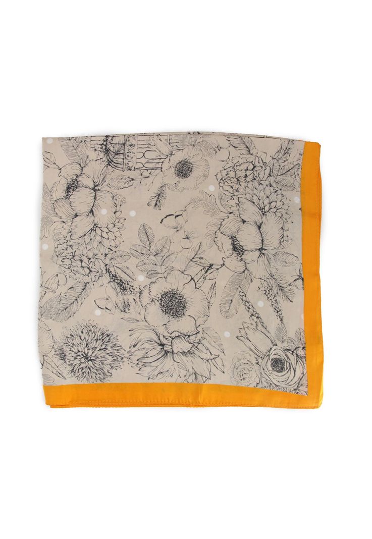 Pañuelo seda corto floral casual 70x70 cm -1