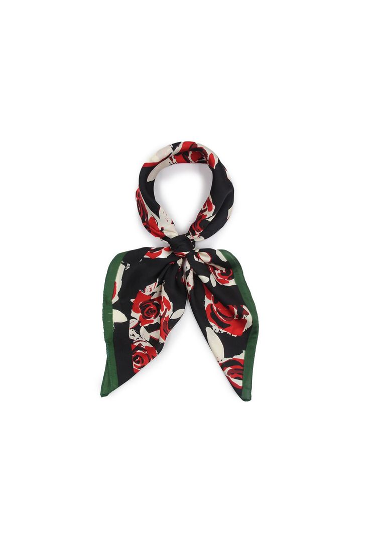 Pañuelo seda 70 x 70  rosas Accesoría-0