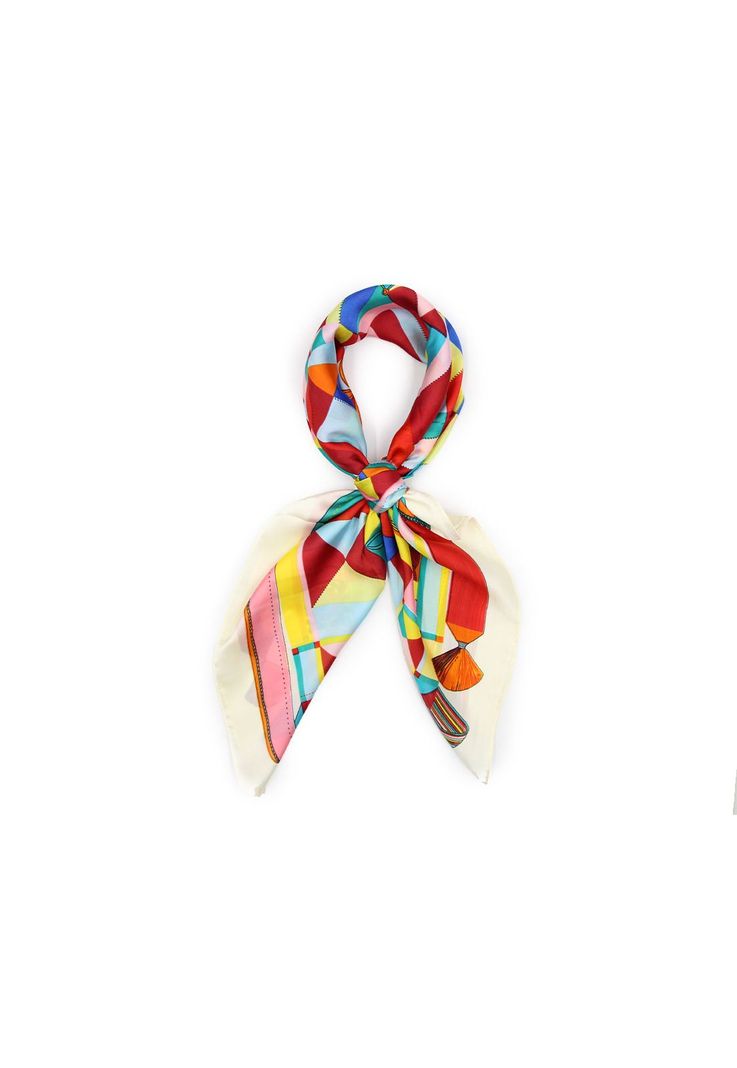Pañuelo seda mediano color block multicolor Accesoria-0