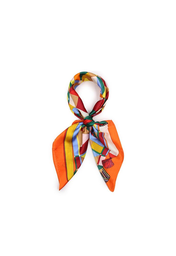 Pañuelo seda mediano color block multicolor Accesoria-3