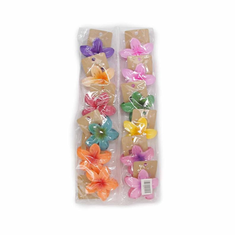 Pinche Traba Para Cabello Flor Hawaiana Multicolor - 12pcs-0