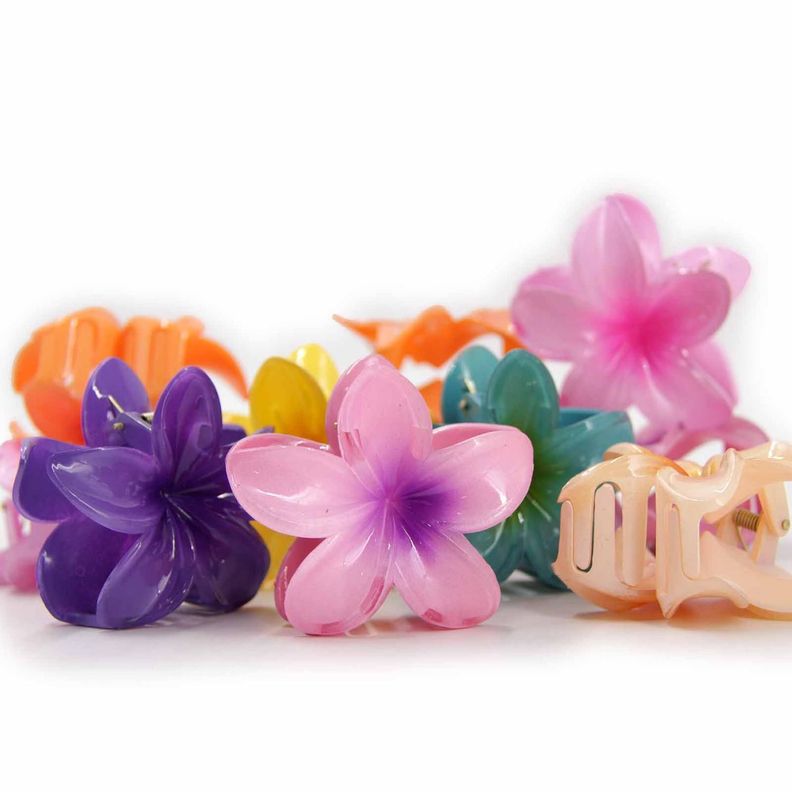 Pinche Traba Para Cabello Flor Hawaiana Multicolor - 12pcs-2