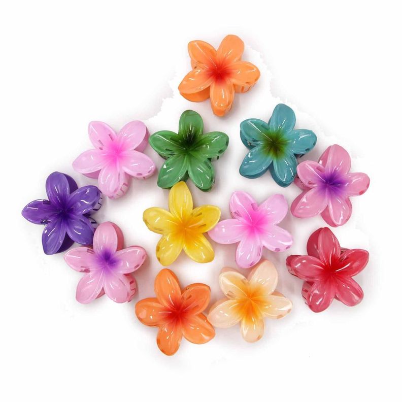 Pinche Traba Para Cabello Flor Hawaiana Multicolor - 12pcs-4