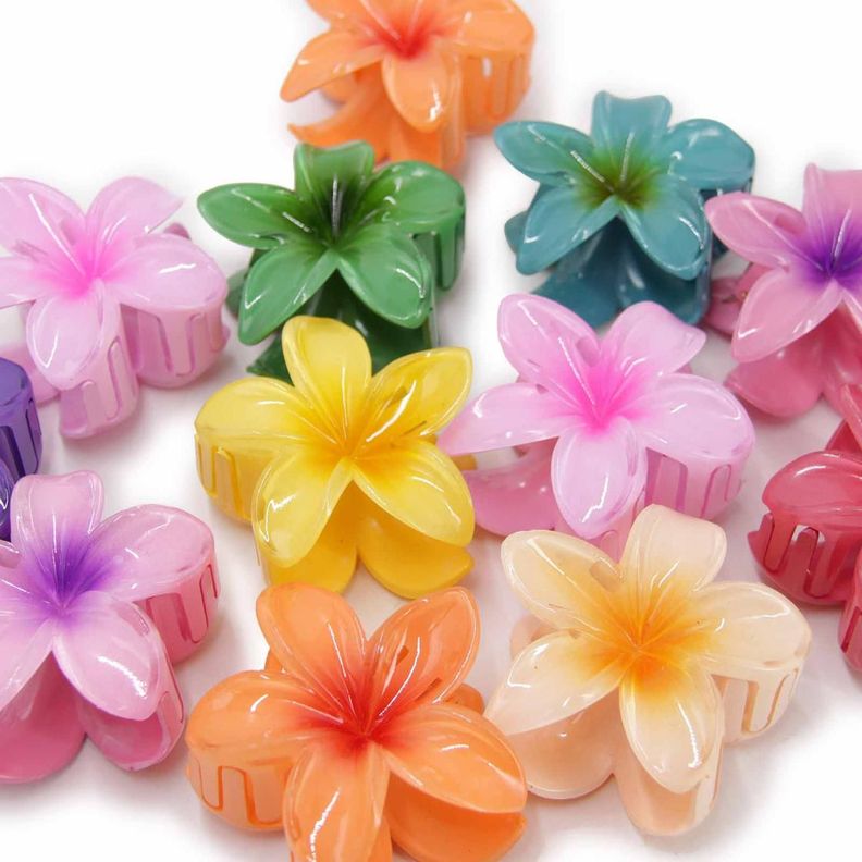 Pinche Traba Para Cabello Flor Hawaiana Multicolor - 12pcs-5