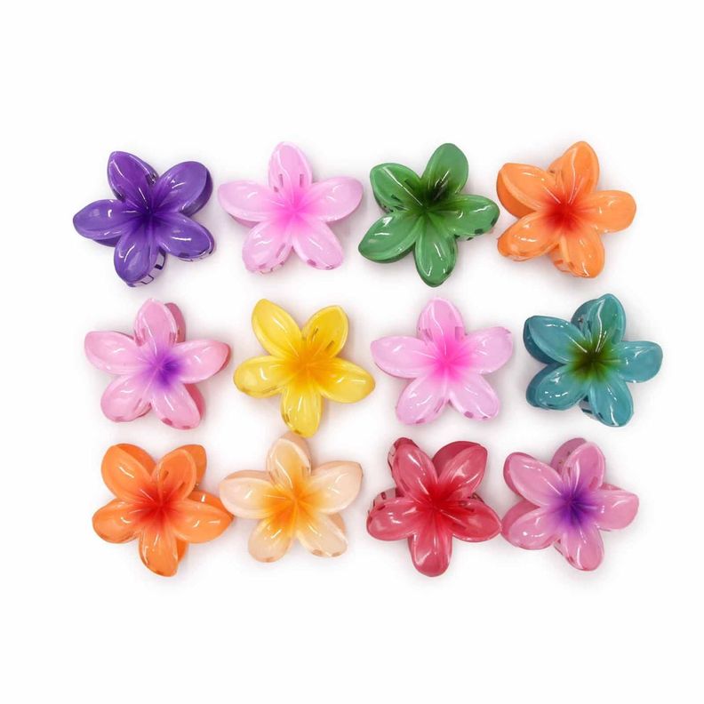 Pinche Traba Para Cabello Flor Hawaiana Multicolor - 12pcs-6