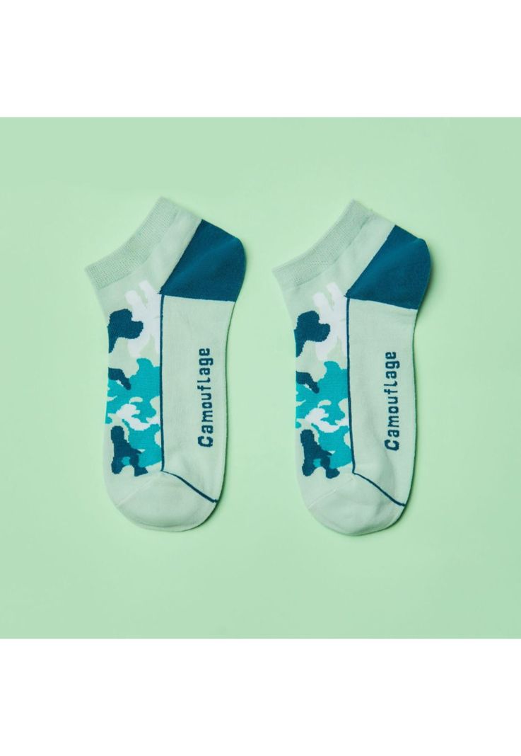 Calcetín corto estampado camuflaje Verde musgo-2