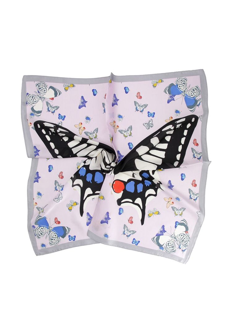 Pañuelo seda corto mariposa 70x70 cm -1