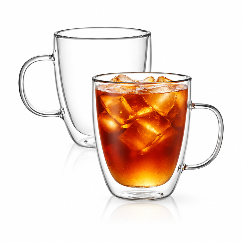 SET 2 TAZAS ICE TEA DOBLE PARED BOROSILICATO 350ML