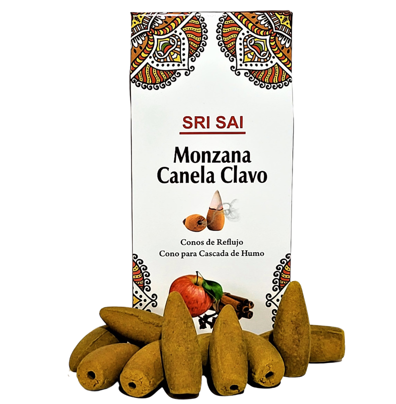 Conos de Incienso Cascada Manzana, Canela y Clavo - SRI SAI-0