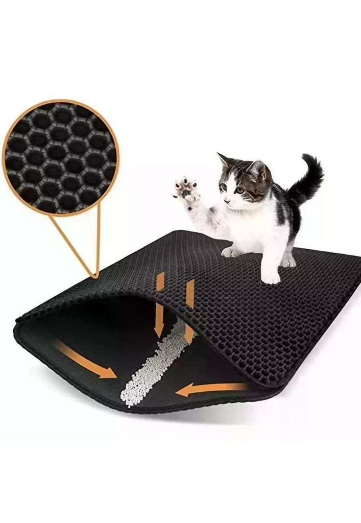Alfombra Impermeable Salida Arenero Gato 45x60cm - Negro-0