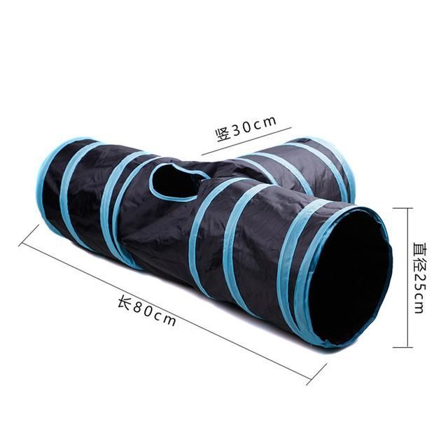 Tunel Gato Plegable Guarida Juguete Interactivo Azul-2