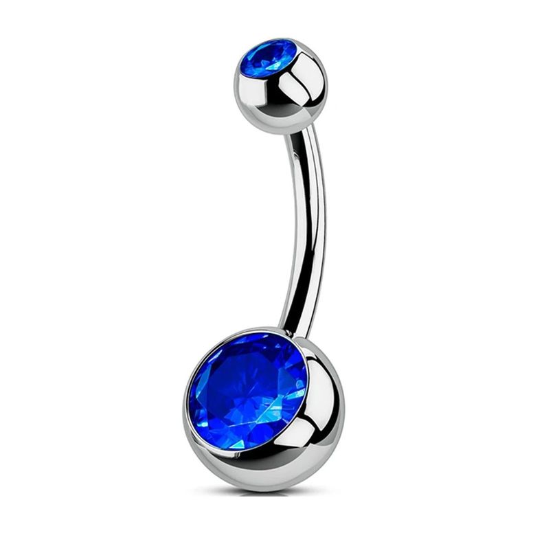 Piercing Ombligo Titanio Hipoalergenico Piercing Plateado Banana Azul-0