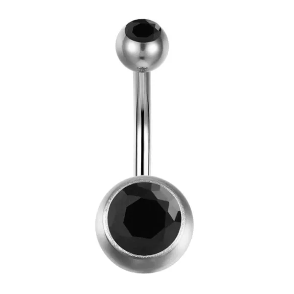 Piercing Ombligo Titanio Hipoalergenico Piercing Plateado Banana Negro-0