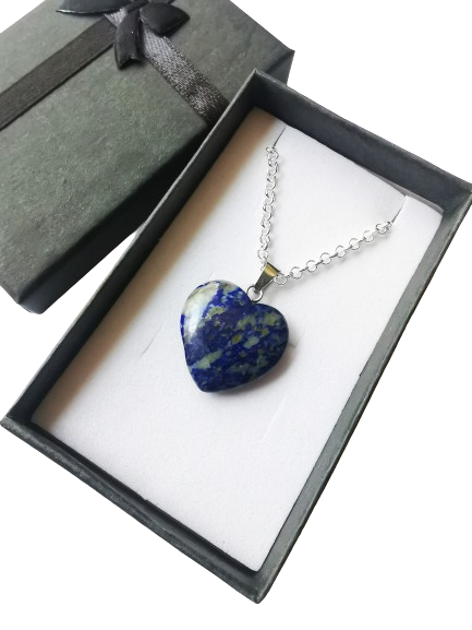 Collar Lapis Lazuli Corazon piedras energeticas cadena de plata 925-0