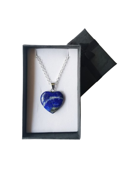 Collar Lapis Lazuli Corazon piedras energeticas cadena de plata 925-1