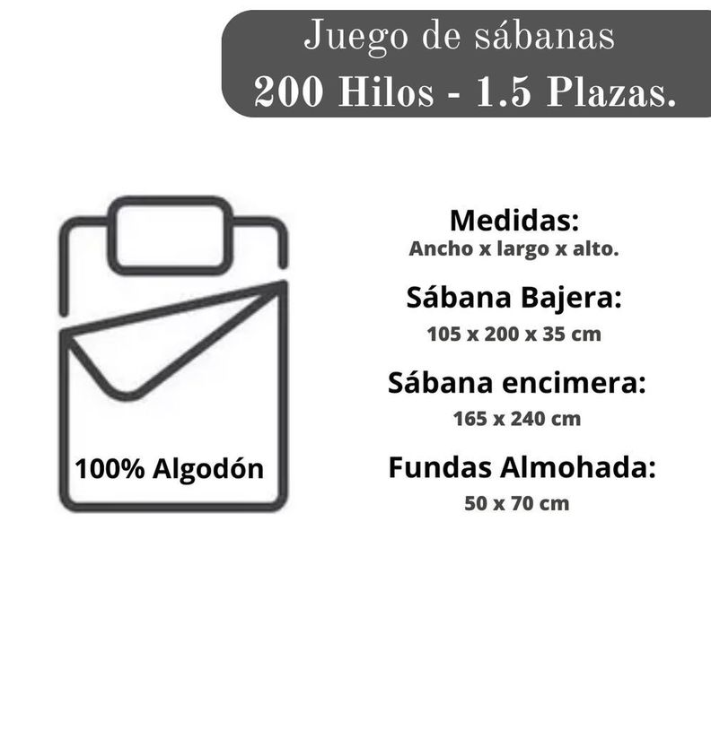 Sábana 1.5 plazas - 300 hilos 100 algodón blanca-1