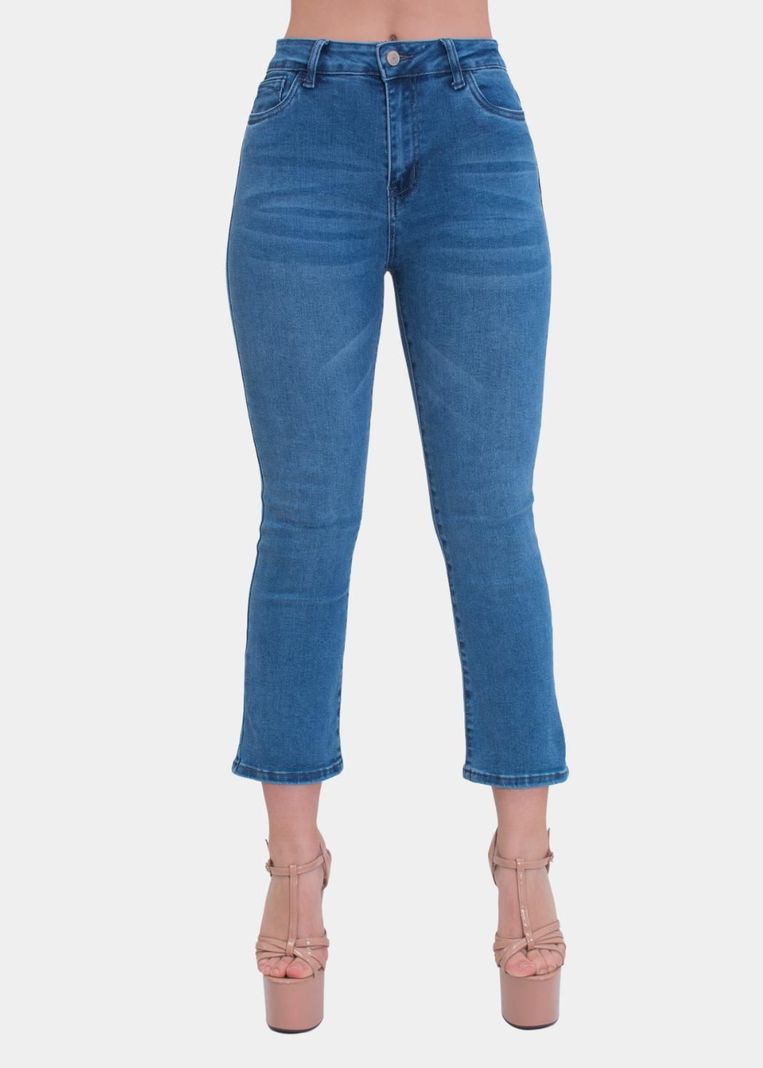 Jeans Cropped Flare Azul Elasticado Push Up-0