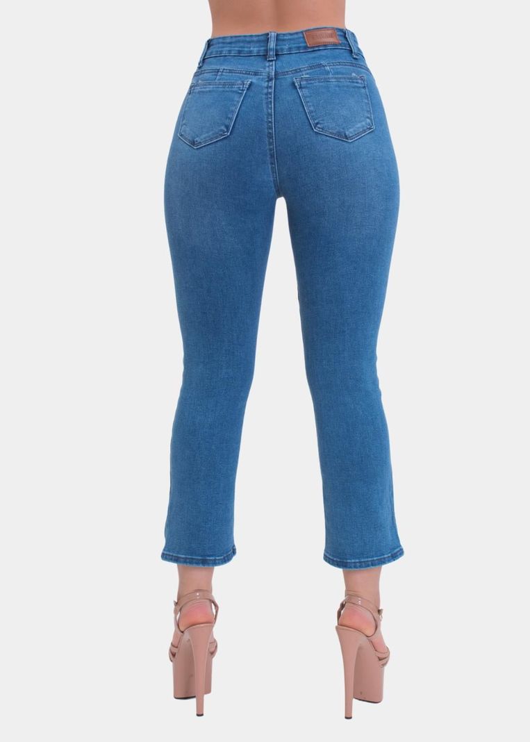 Jeans Cropped Flare Azul Elasticado Push Up-1