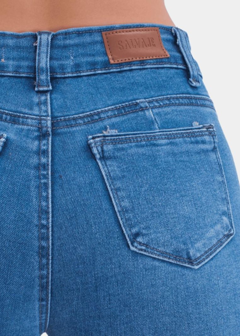 Jeans Cropped Flare Azul Elasticado Push Up-3