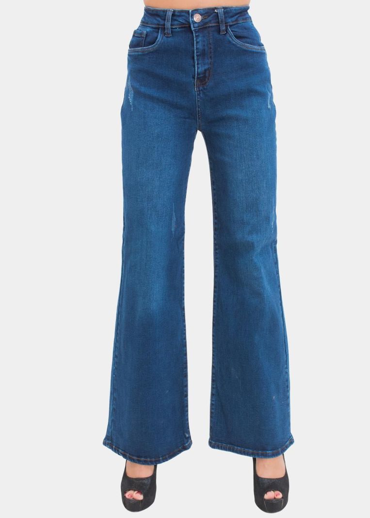 Jeans Wide Leg Azul Distressed Elasticado-0