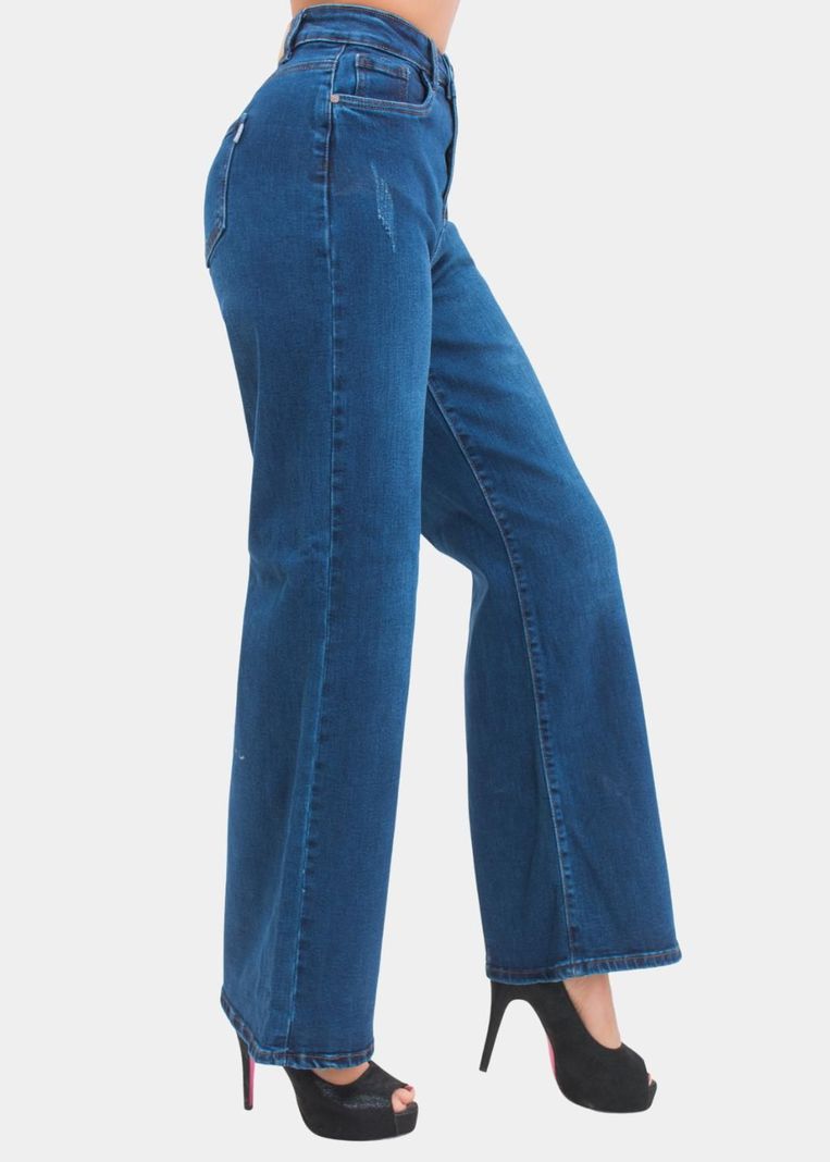 Jeans Wide Leg Azul Distressed Elasticado-1
