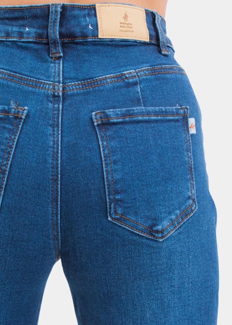 Jeans Wide Leg Azul Distressed Elasticado-4