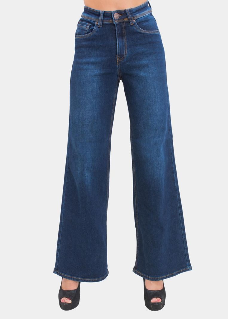 Jeans Wide Leg Azul Marino Elasticado-0