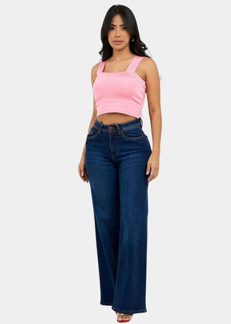 Jeans Wide Leg Azul Marino Elasticado-5