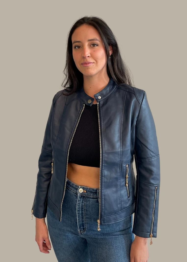 Chaqueta Eco Cuero Azul-0