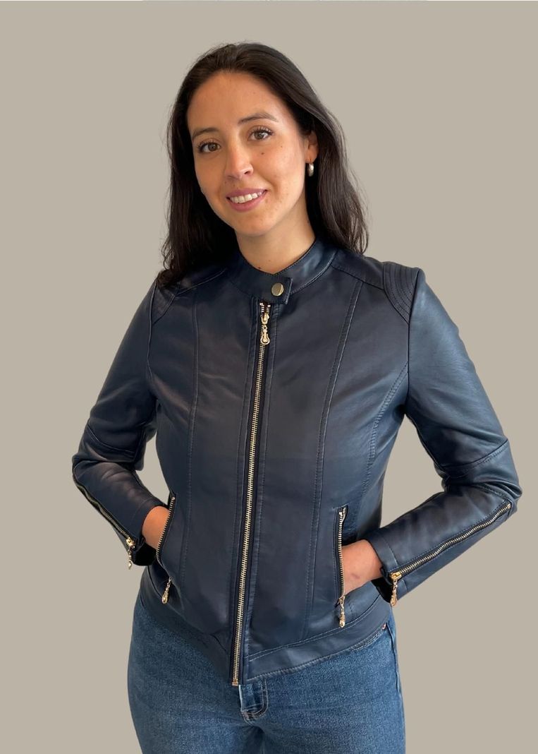 Chaqueta Eco Cuero Azul-2