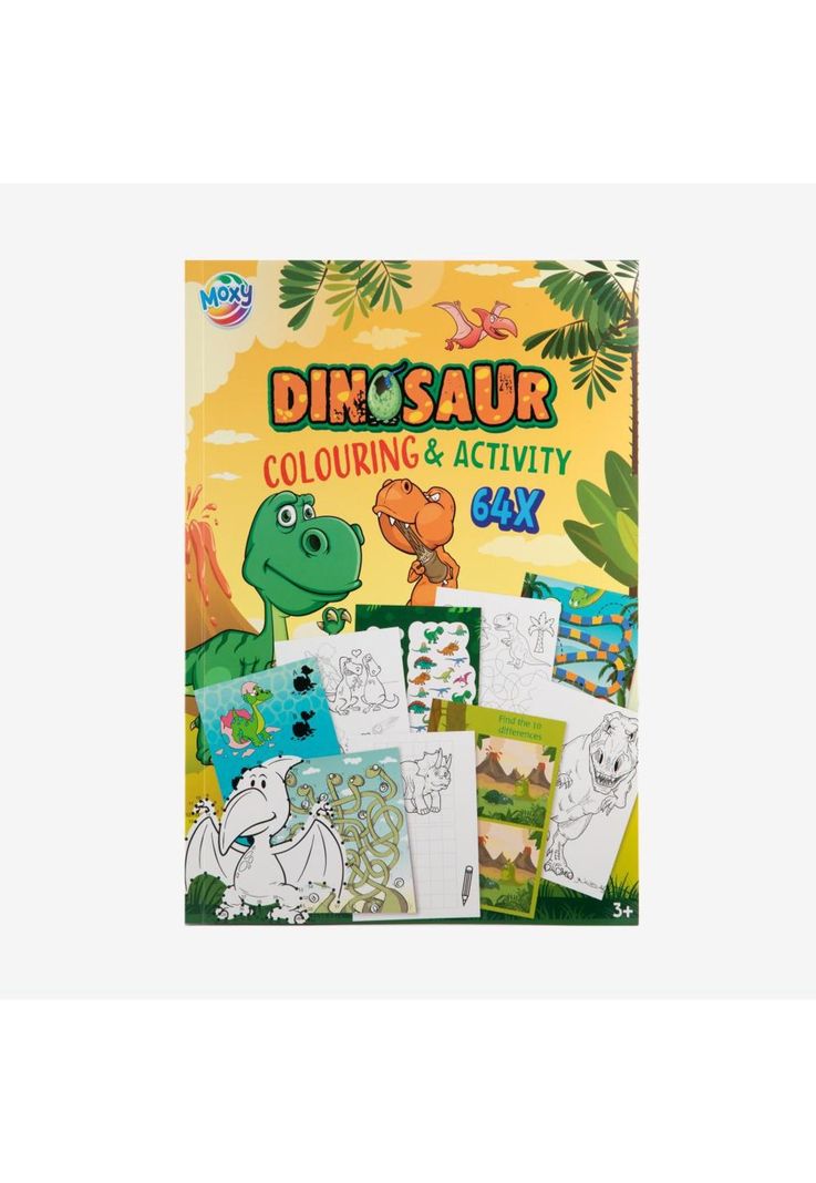 Libro de Pintar y Actividades Dinosaurio Moxy Amarillo 3 Anos