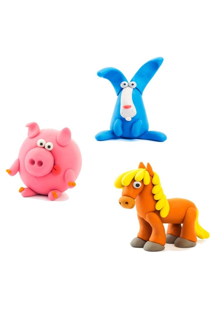 Animales: Cerdo, Caballo, Conejo 6 Potes Hey Clay-3