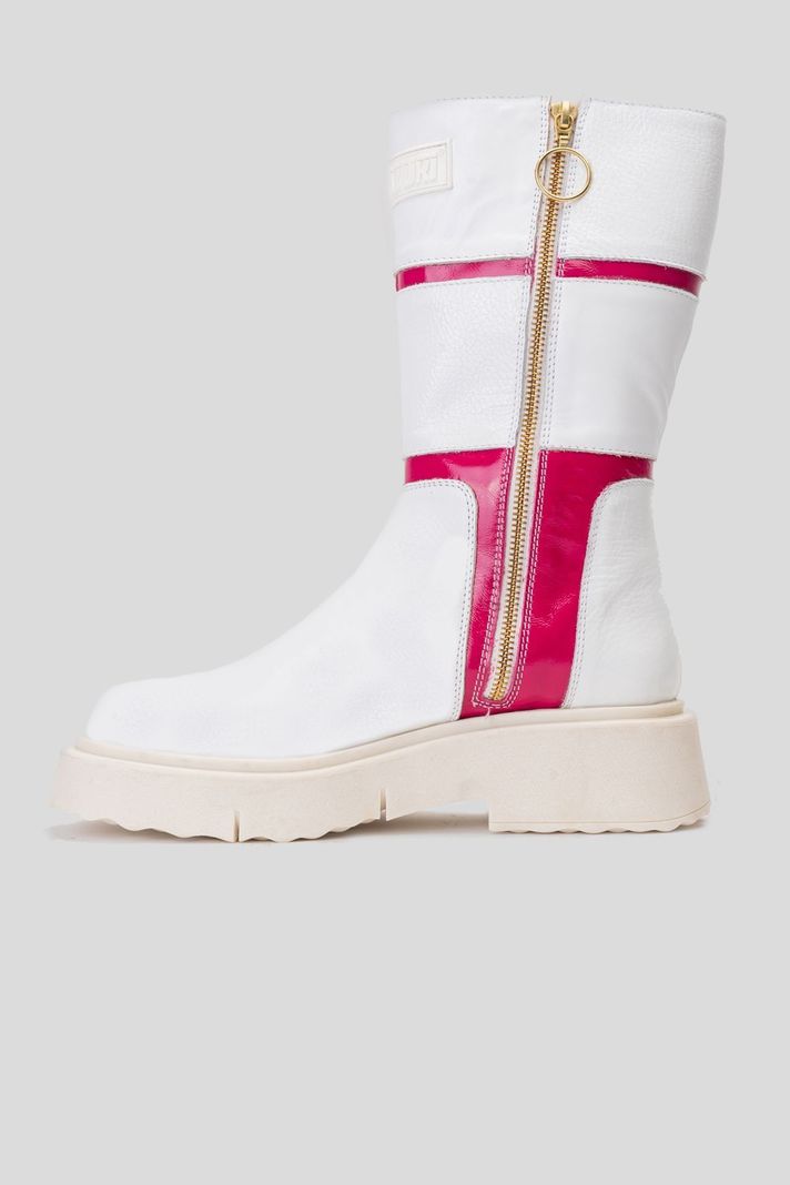 Bota Cuero Rea Blanco Fucsia Landazuri-1