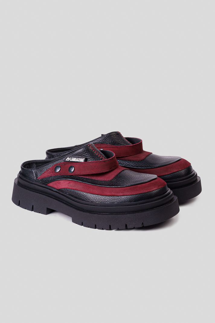 Zapato Cuero Mule Adriático Rojo Negro Landazuri-2