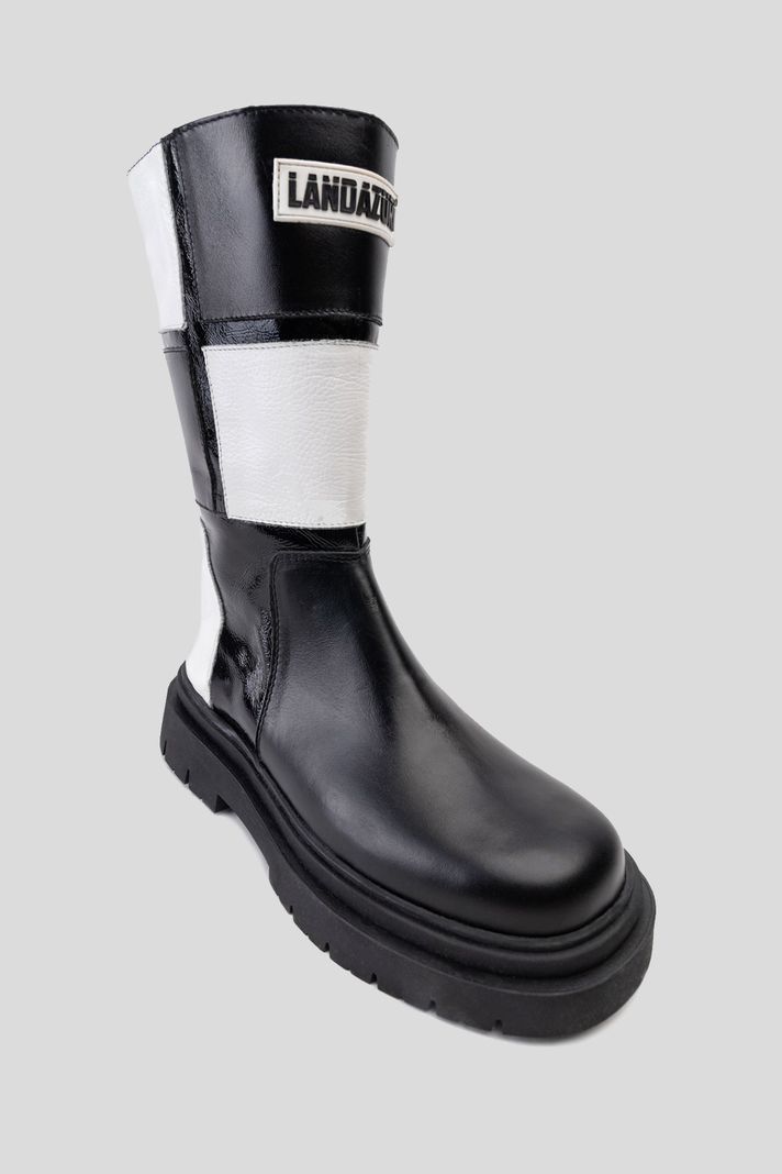 Bota Cuero Reah Blanco Negro Landazuri-2