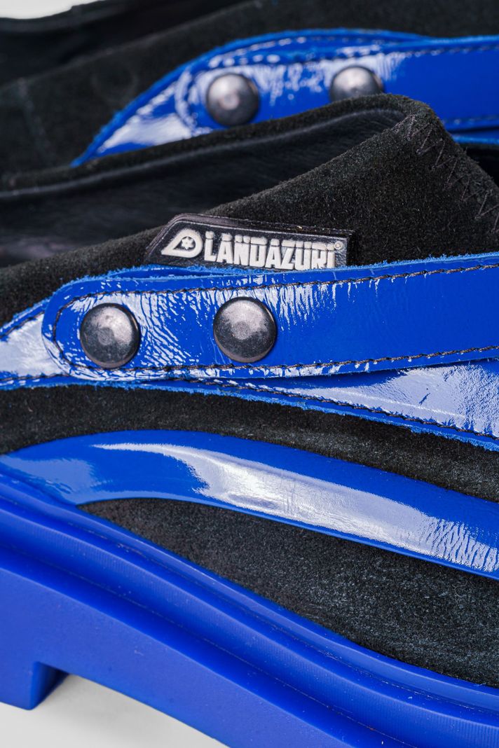 Zapato Cuero Mule Adriático Azul Negro Landazuri-3
