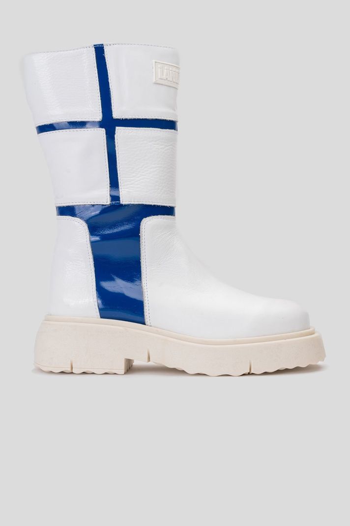 Bota Cuero Rea Blanco Azul Landazuri