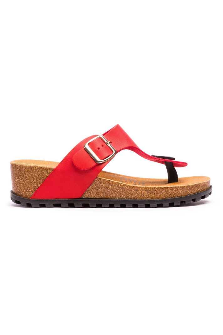 Sandalia Mujer Rojo Razo Chancleta-0