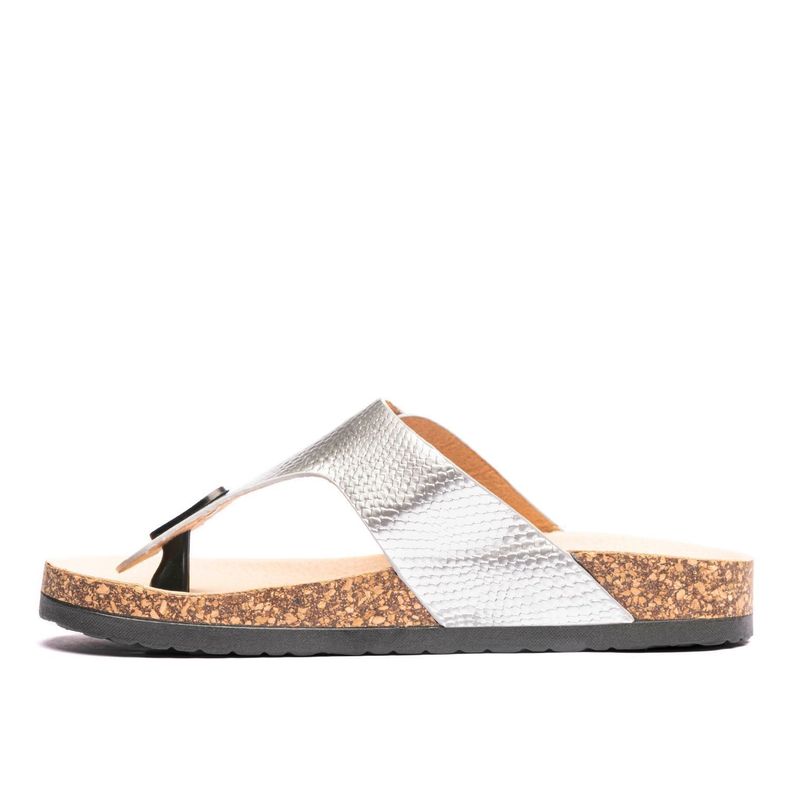 Sandalia Mujer Plateado Razo Chancleta-1