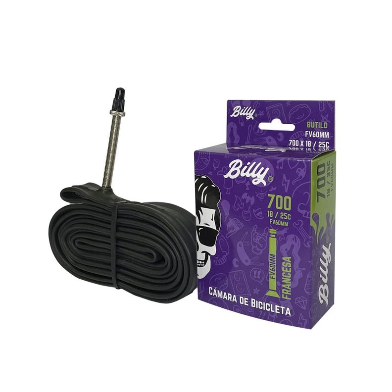 CAMARA DE REPUESTO BICI BILLY 700 BUTILO - 18/25C FV 60MM Negro