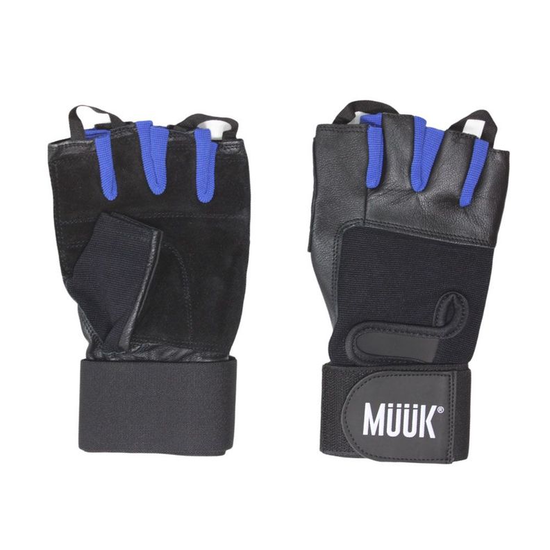 GUANTE DE PESAS CUERO MUUK NEGRO/AZUL-0